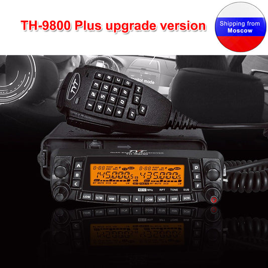 New TYT TH-9800 Quad Band 50W Cross-Band Mobile Car Ham Radio Black