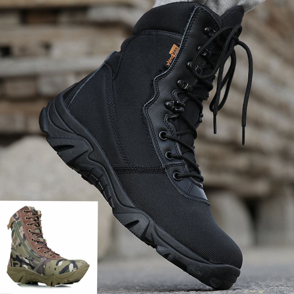 New Military Army Men Boots Winter Lace Up Waterproof Outdoor Shoes Breathable Canvas Camouflage Tactical Combat Desert Ankle Boots