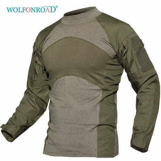 New WOLFONROAD Men Army Green Rip-stop Tactical T Shirts